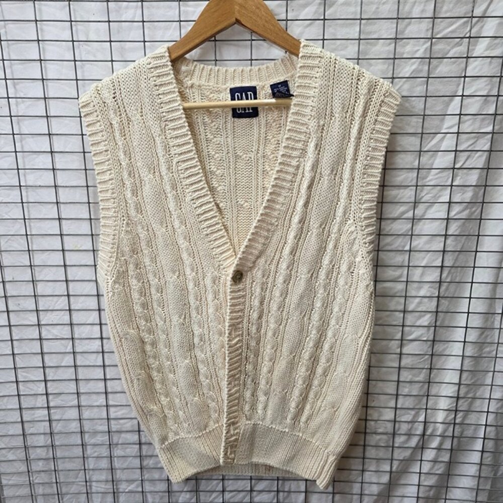 Vintage GAP Cable Knit Sweater Vest Mens Medium